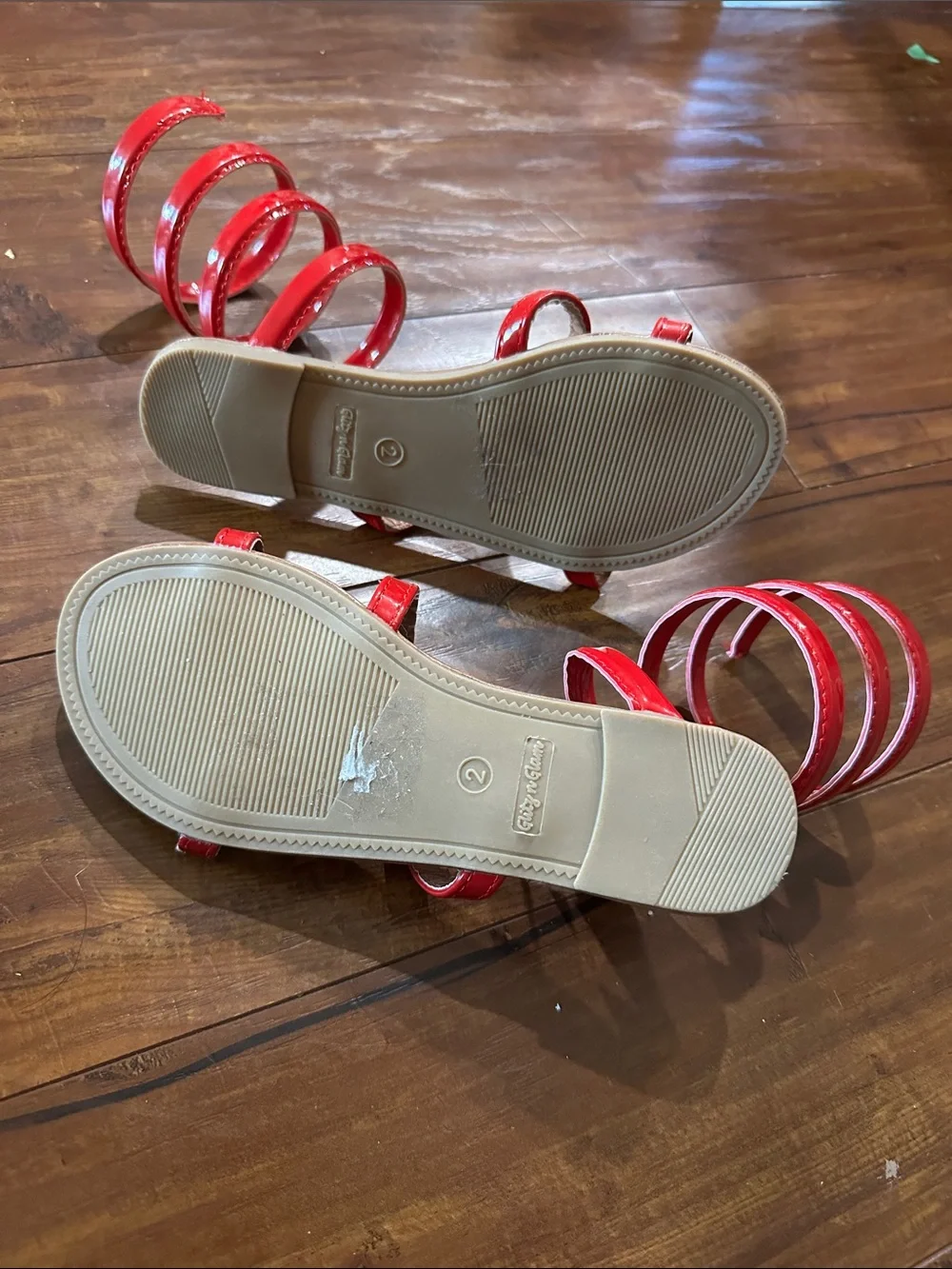 Glitz N Glam Red Patent Spiral Gladiator Sandals Girls Size 2